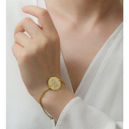 Vaoov 925 Sterling Silver Personalized Name New Born Baby Boy Plate Bracelet