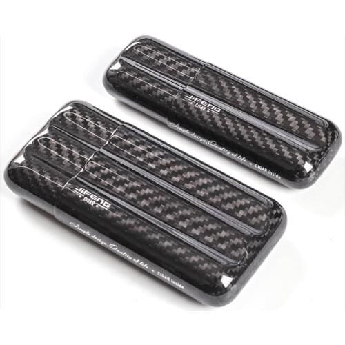 Genuine Carbon Fiber Cigar Moisturizing Tube Case (3-Count) Black Portable Light Cigar Accesssories Mens Gadgets JF029