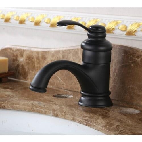 Black Faucet Bathroom Hot And Cold Tap Antique Brass Retro Basin Sink Mixer Taps Deck Mounted Vintage Bathroom Sink Faucet