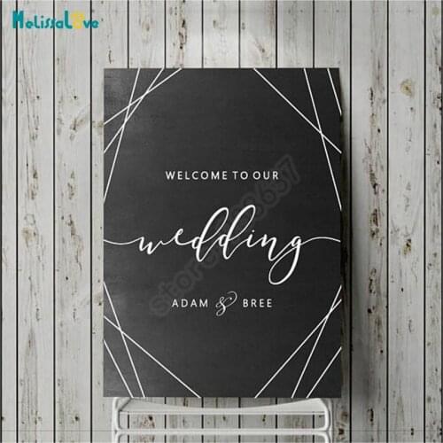 Welcome To Our Wedding Line Decal Custom Name Quote Wood Board Sticker Reception Sign Vinyl Decal Waterproof B810