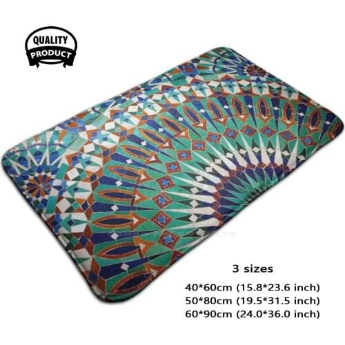 Casablanca Pattern 3 Sizes Home Rug Room Carpet Pattern Morocco Islam Moorish Moroccan Green Blue Colour Tile Patterns Rabat