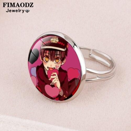 FIMAODZ Anime Toilet Bound Hanako Kun Rings for Women Girl Glass Time Gem Adjustable Ring Fashion Jewelry