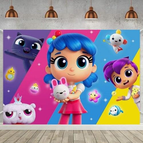 Cartoon Girl 1st Birthday Backdrop Party Decor Banner Rainbow Striped Kingdom Princess Customize Photography Backgrounds