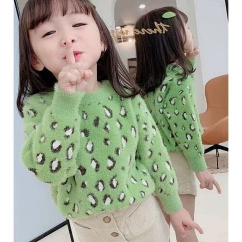Graceful Knitting Spring Winter Sweater Baby Girls Kids Childrens Warm Plus Velvet Thicken Top Mink Down High Quality Printing