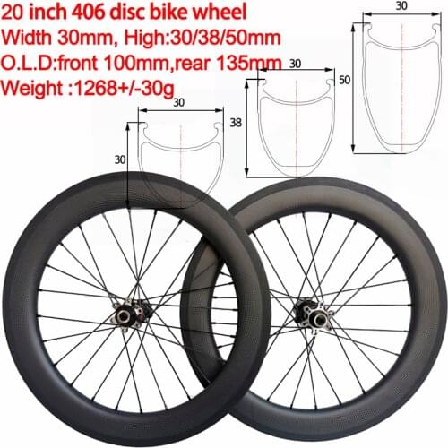 20 Inch Bmx 406 Bike Wheel 20inch Carbon Folding Disc Wheelset Width 30mm Depth 30mm 38mm 50mm 6 bolt front 100 rear 135