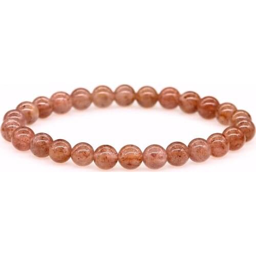 Fashion Natural Pink Stone Strawberry Quartz Crystal 8MM Beads Bracelets & Bangles for Women Charm Bracelets Jewelry