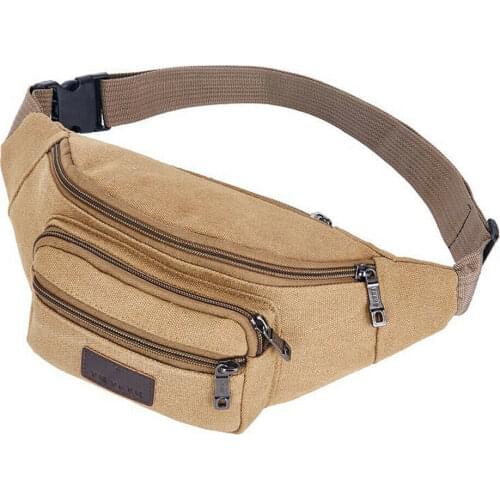 Mens Canvas Fanny Pack Casual Bum Bag Money Waist Hip Belt Bag