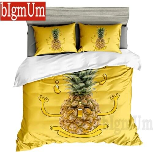 3D Printed Bedding Set 3pcs Pineapple Patten Fruit Duvet Cover Pillowcases UK FR GER Size Single Double King