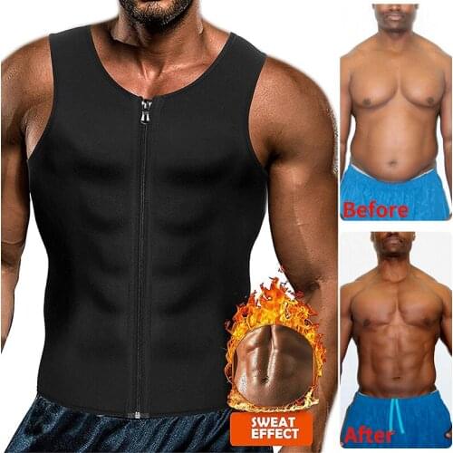Waist Trainer Sweat Vest for Men Neoprene Body Shaper Sauna Tank Top Compression Workout Suit Corset Slimming Belt Shapewear