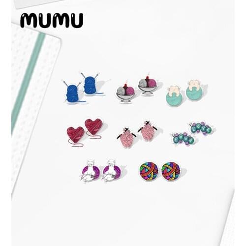 2021 New Ball of Yarn Stud Earring Epoxy Jewelry Cute Resin Acrylic Earrings Handmade Gifts Girl