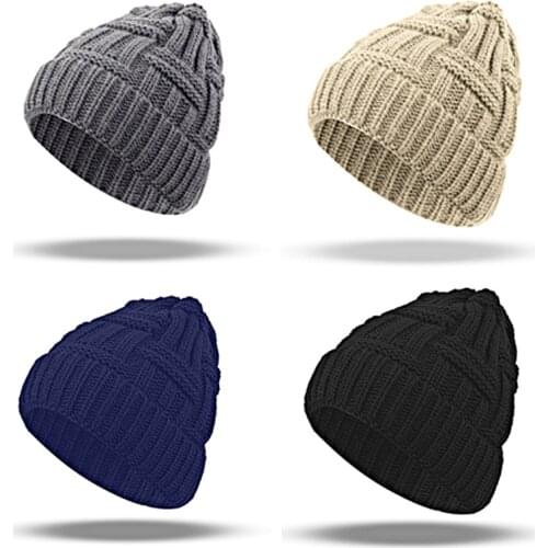 Autumn And Winter Thermal Stripe Jacquard Knitting Knitting Woolen Hat Ladys Hat Monochrome Light Body Cover Hood