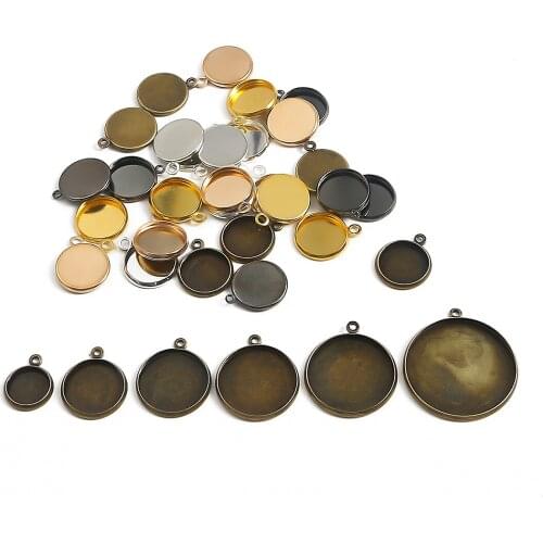 10Pcs/ Lot 10-25mm Round Blank Cabochon Base Cameo Tray Bezels Settings For Jewelry Making Supplies Charms Pendants Base