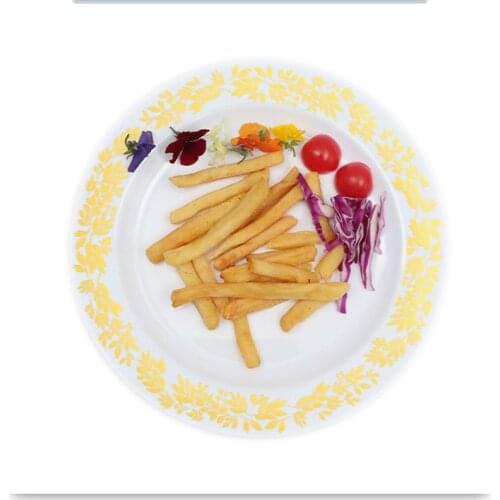 Disposable Tableware Gold Stamping Plastic Dinner Plate Round PS Plastic Party Plate