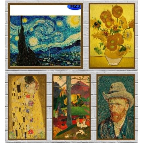 Famous Artist Van Gogh Oil Painting Poster Starry Sky Iris Flower Landscape Poster and Prints Living Cafe Wall Decor 42X30cm