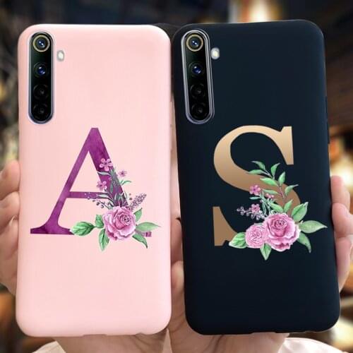 For Realme 6 6 Pro Case Shockproof Bumper Alphabet Letter Soft TPU Phone Cover for OPPO Realme 6i 6Pro 5i 5 Pro C3 Realme5 Funda