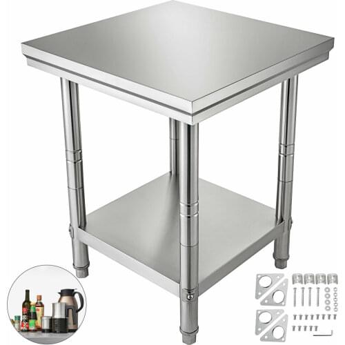VEVOR stainless steel work table 60 cm x 60 cm food preparation for the preparation of meals, sewing, washing, handicrafts