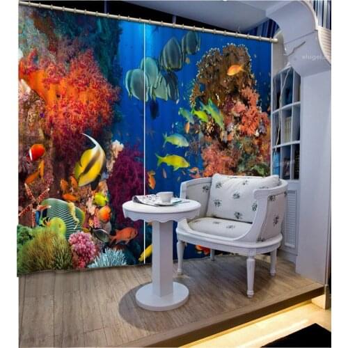 Modern curtains The underwater world vitrage gordijnen voor de woonkamer window treatments living room organza curtains