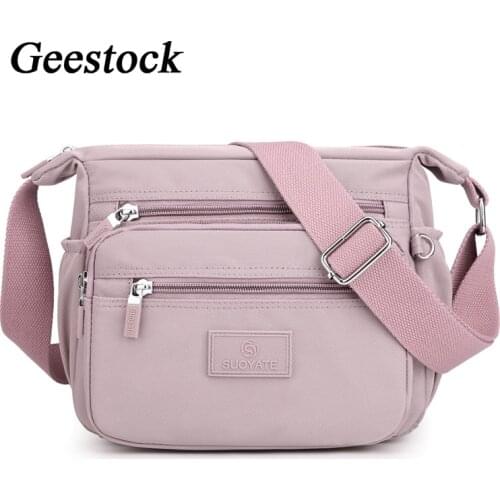 Geestock Fashion Shoulder Bag for Women Solid Simple Nylon Crossbody Messenger Bags Womens Phone Bag Travel Handbag Purse