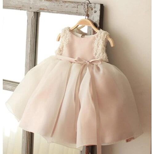 Flower Baby Girls Wedding Dress for kids 1 year Birthday Dress Baptism newborn Girls clothing infant tutu dress Child Clothes