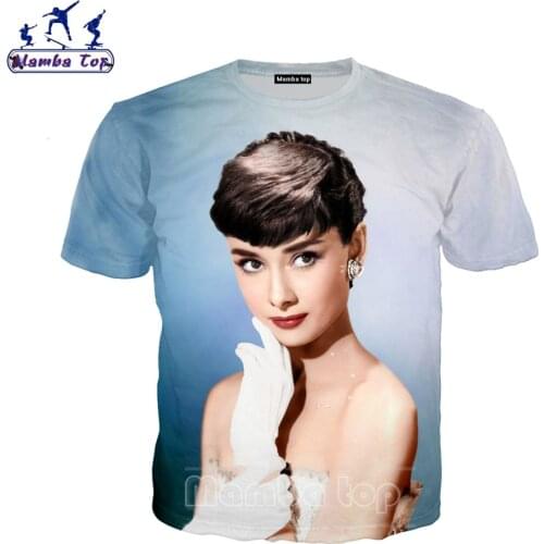 Mamba Top 3D Print Fashion Icon Audrey Hepburn T Shirt Great Actor Men Tshirt Beautiful Woman Tees Unisex Street O Neck Clothing