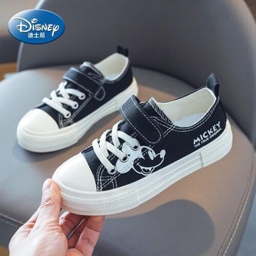 Disney childrens shoes cartoon Mickey boy casual shoes spring and autumn new soft bottom breathable girl high-top canvas shoes