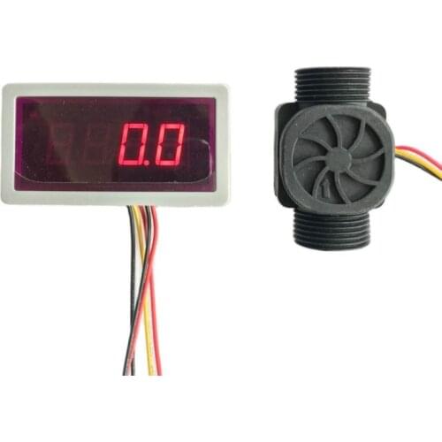 US208MR Flow Totalizer+USN-HS43TA 1-60L/min 3/4" Flow Rate Display Frequency Counter Hall water Flow Sensor