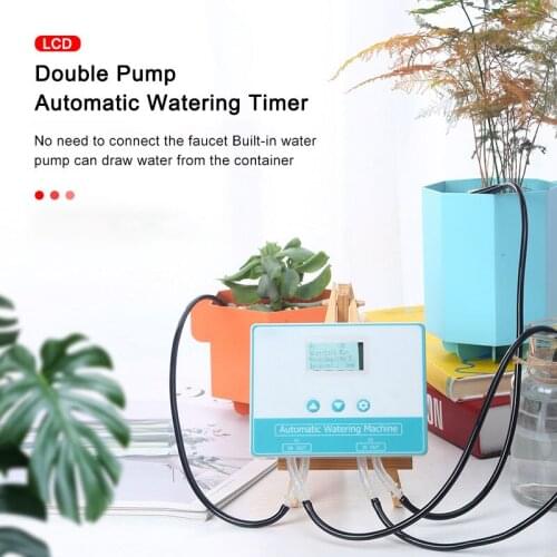 LCD/WIFI double pump garden automatic Electronic watering device automatic irrigation timer Home gardening tool 15M/20M
