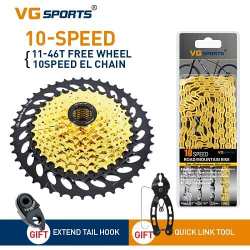 VG SPORTS 9 10 11 Speed Mountain Bike Cassette Freewheel 9v 10v 11v MTB Bike Cassette Sprocket 46T/50T/52T+Bike Chain Tool Set