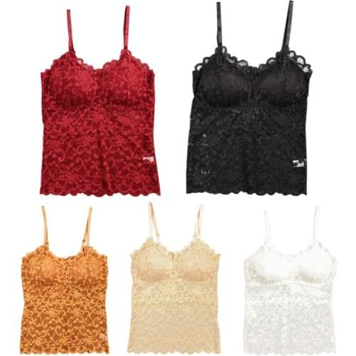 Floral Cami Padded Tank Top Women Sexy Lace Cami Crochet Flower Bra Bustier beauty back tube top