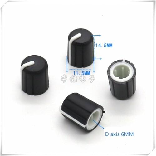 10 Piece 11.5*14MM half shaft Rubber/plasti knob potentiometer rotary encoder volume switch knob suitable for D axis 6MM
