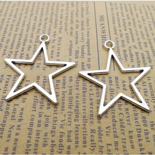 10pcs/Lot 33x36mm Antique Silver Color Hollow Star Charms Pendant For Jewelry Making DIY Jewelry Findings