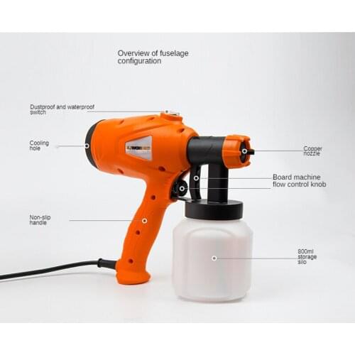 220V Electric Spray Gun Decoration Spray Device 800ML 2.5MM Latex Paint Spray Gun
