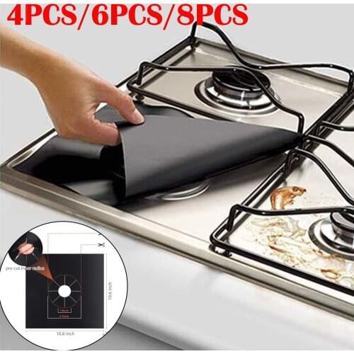 4/6/8 Pcs Reusable Foil Gas Hob Range Stove Top Burner Protector Liner Cover Mat For Cleaning Surface Ant-oil Pad Kitchen Tools