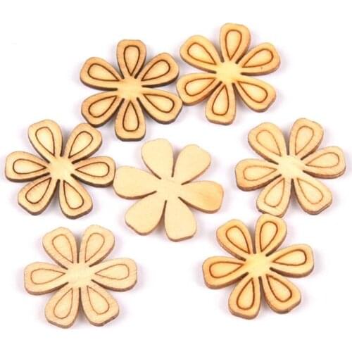 50pcs Natural Flower wooden Scrapbooking Carft for Home decoration diy Handmade handicraft 21mm MT1749