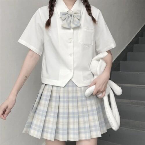 Basic Shirt Japanese JK Uniform White Shirt Female Summer College Style T-shirt japanese school uniform school girl costume