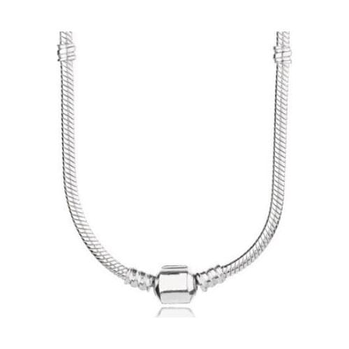 Original 925 Sterling Silver Moments Lobster Ball Clasp Smooth Snake Chain Pan Necklace For Women Wedding Gift Jewelry