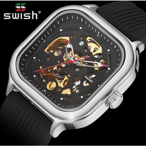 SWISH Automatic Mens Watches Top Brand Luxury Business Mechanical Clock Men Casual Waterproof Watch Relogio Square Masculino