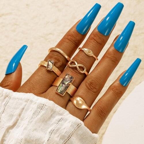 Docona 5pcs/set Charm Infinite Love Joint Midi Rings for Women Trendy Rhinestone Geometry Metal Ring Sets Female Jewelry 18560