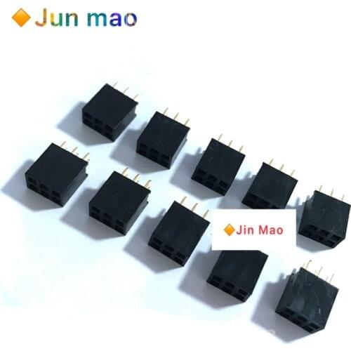 50PCS 2x3 6 Pin 2.54mm Double Row Female Straight Header Pitch Socket Pin Strip 2*3 mm Pin Outlet 2 x 3 Female Header Connector