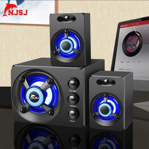 NJSJ 3W 2.1 RGB Compute Speaker with Subwoofer Great Multimedia Laptop or PC Computers Perfect for Music Movies and Gaming