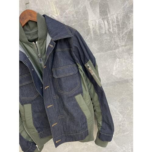 2021 Autumn New Women High Quality Patchwork Denim Jacket Coat Ladies Luxury Casual Overcoat 2 Color Tutu