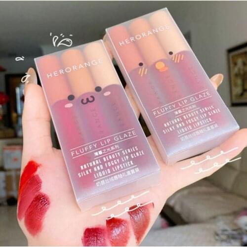 3pcs/set Matte Lip Gloss Waterproof Non-stick Cup Lipstick Waterproof Long Lasting Not Dry Lip Makeup Maquillaje TSLM2