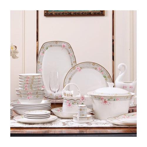 2021 Fashion Dishes Set European Style Dishes Porcelain Tableware High-grade Bone China Tableware Set Household Wedding Ceremony