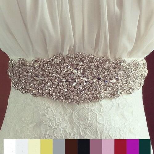 Fashion Luxury Full crystal Rhinestone Flower Wide Wedding Belt Sparkly Handmade Stunning Bridal sash belt Evening dress belt