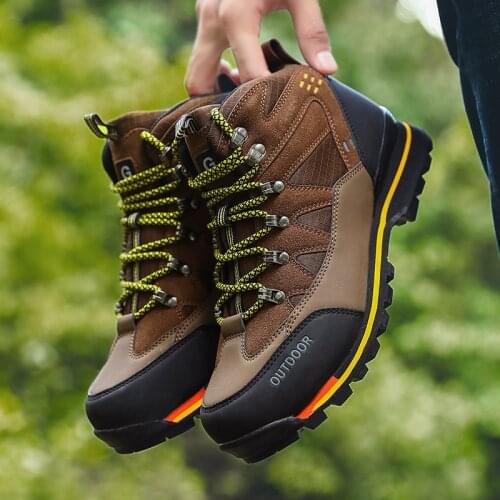 2021 Men Big Size 47 Autumn Winter Suede Hiking Ankle Boots Combat Ankle Work Safety Shoes Waterproof Mountain Outdoor Sneakers