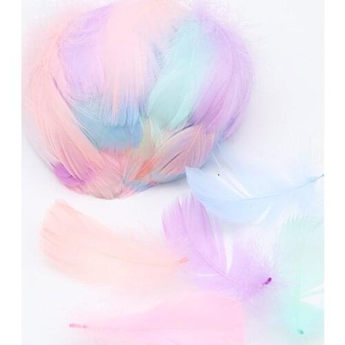 Natural Goose Feathers 4-8cm Small Floating Colourful Swan Feather Plume for Craft Wedding Jewelry Home Decoration Plumes 100pcs