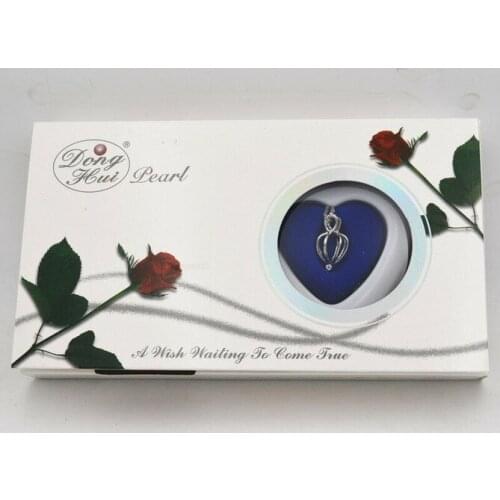 Great Xmas Gift Love Wish Pearl Kit Heart Cage 17"chain Necklac rose flowerwhite