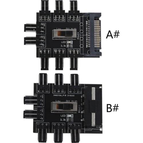 Fan Hub 1 to 8 3Pin Pwm Sata Molex Splitter PC Mining Cable 12V Power Suppply Cooler Cooling Speed Controller 4PIN/SATA