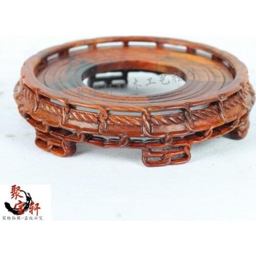 Stone carving rosewood mahogany wood carving handicraft circular base figure of Buddha vase furnishing articles