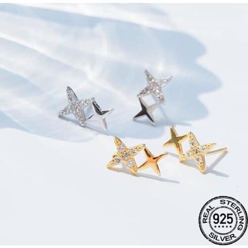 S925 Sterling Silver Earrings Set Cute Mini Stars Simple Novel Charm Fashion Romantic Temperament Anti-Allergic Jewelry INEFFA